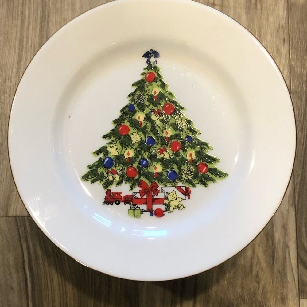 Seagull Christmas Tree‎ White Porcelain Gold Edge Hors d'oeuvre Appetizer…